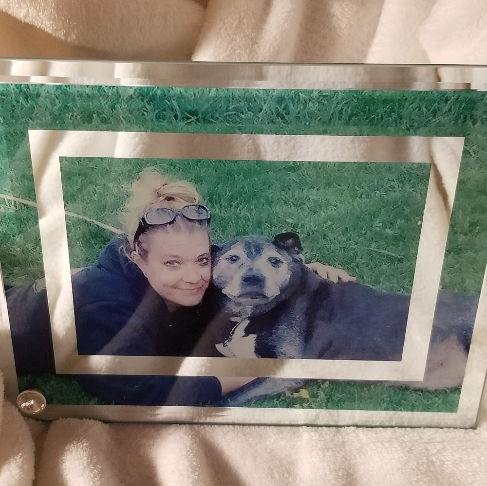 Personalized glass picture frame mirror